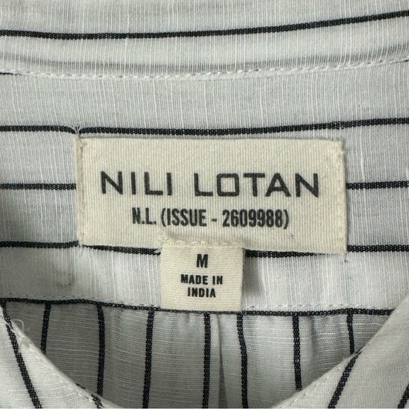 NILI LOTAN Loria Tunic Shirt Dress WITH ORIGINAL TAG Linen Cotton Stripe Size M - Picture 3 of 16